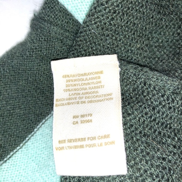 Free People Sweater Dress Tunic Top Wool Angora Blend Green Stripe Size XS VTG - Picture 6 of 9